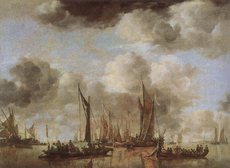 Jan van de Cappelle A Shipping Scene with Dutch Yacht France oil painting art